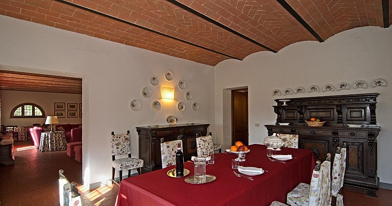 Dining room of romantic villa for 14 in Tuscany