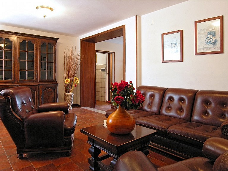 Comfortable leather sofa and armchair in villa near Lari