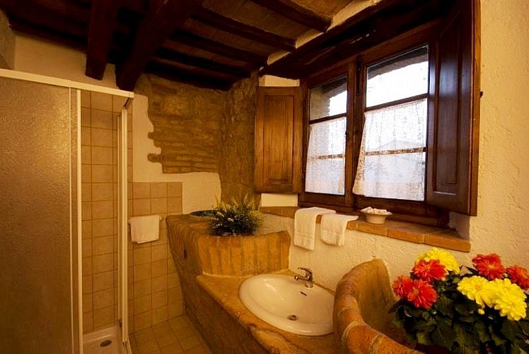 Original bathrooms at a Tuscan agriturismo