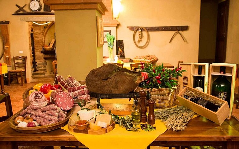 Tuscan food at a country restaurant in the Pisan Hills