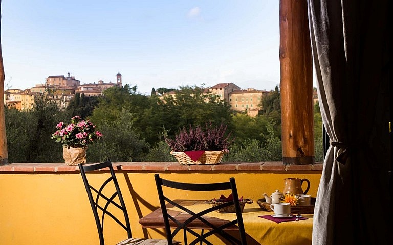 Private terrace with view over medieval castle