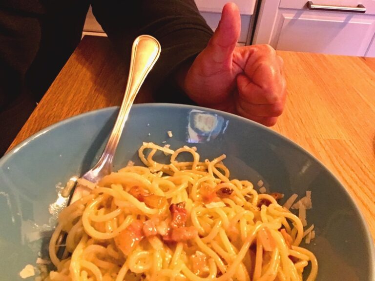 The meal at the end of the carbonara class