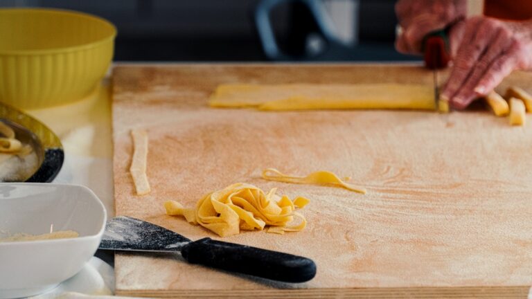 pasta making during our cookin class at a San Miniato winery