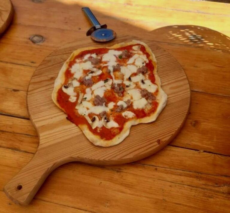 Pizza with pork sausage