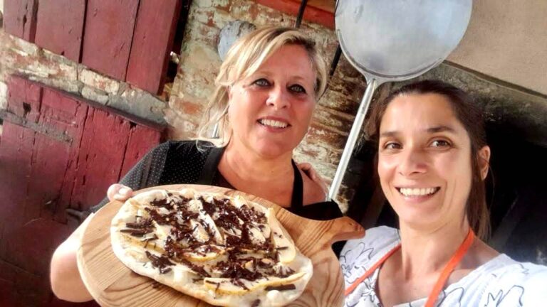 Chef Silvia and assistant Rita are very proud of their pizza dolce