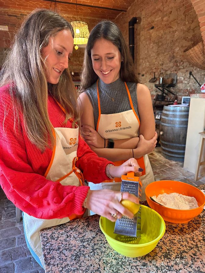 Preparing the apple cake at Rita's farm