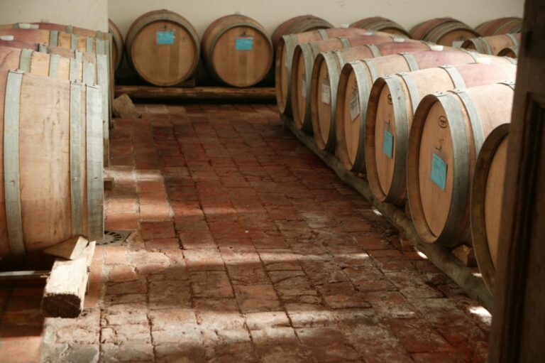 Wine ageing in wooden barrels