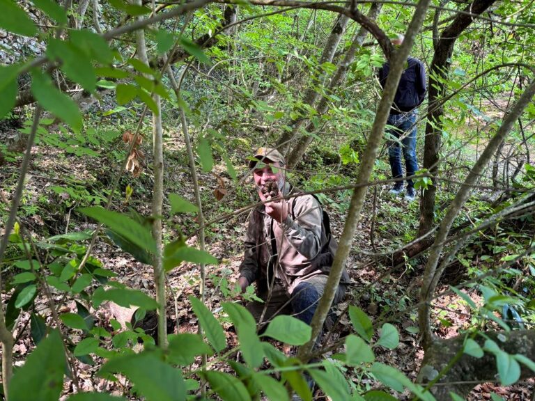 Daniele and our guests in the wood
