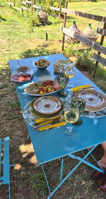 Appetizer with plate of cheeses and crostini