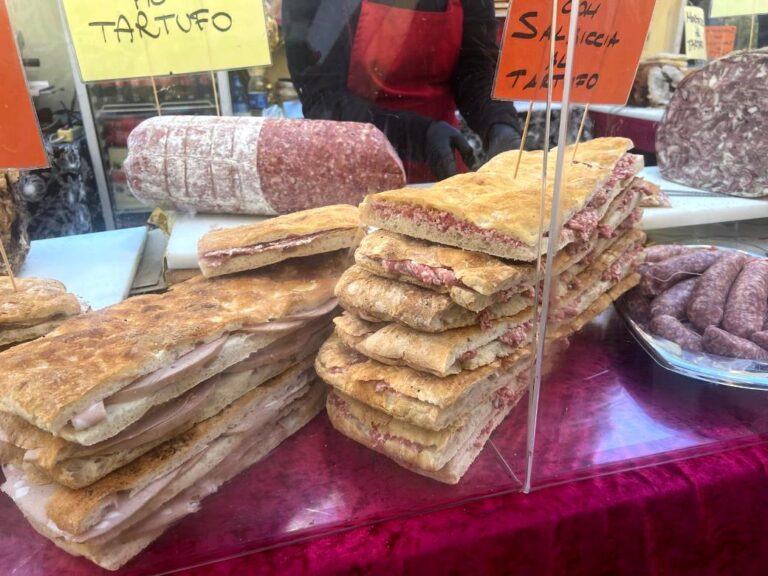 Typical Tuscan focaccia with sausage