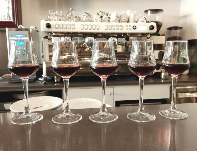 Cherry liquor served at the bar in Lari