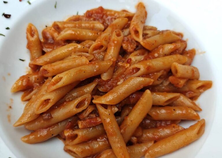 Dry penne served at the restaurant in lari center