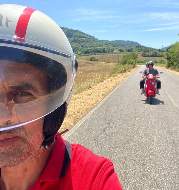 Cristiano on board of a Vespa
