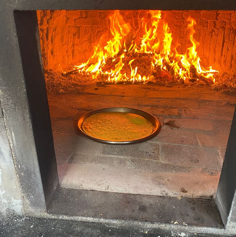 Baking fresh cecina in the oven