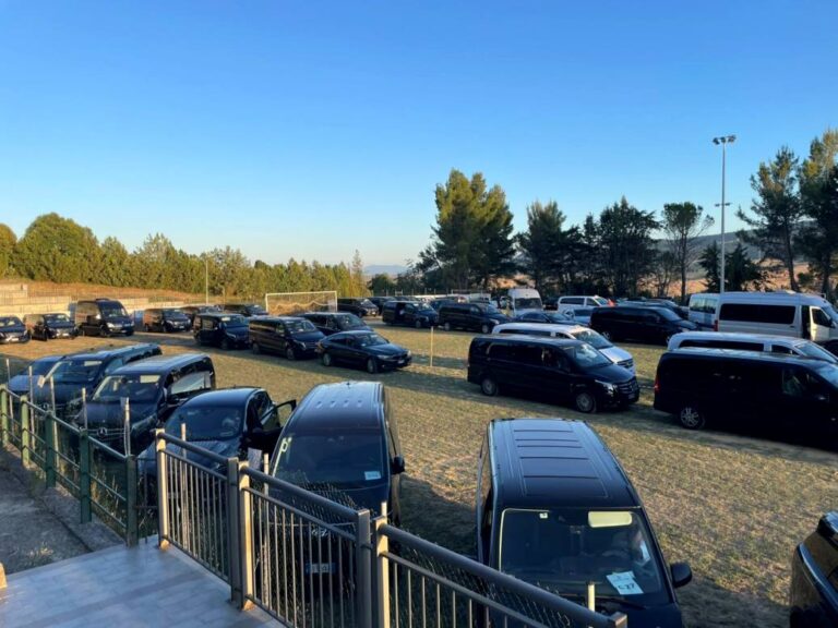 Our luxury private vans parked at our private parking in Lajatico