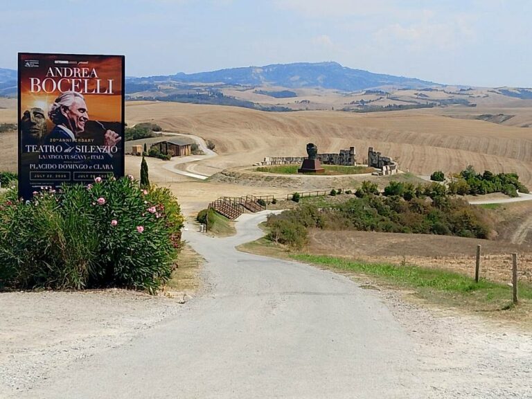 the open space arena Teatro del Silenzio where maestro Bocelli performs every year