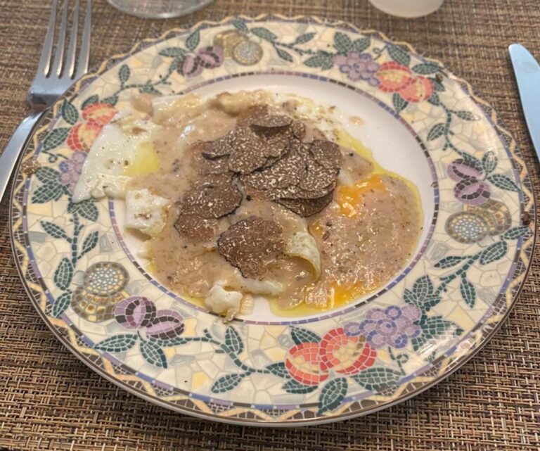 Fried egg with fresh truffles on top