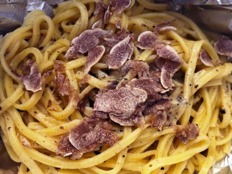 Delicious pasta dish served with fresh truffles