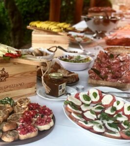 Tuscan appetizers prepared during a wedding party