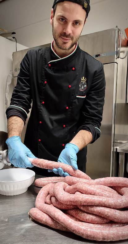 One of the best Tuscan meat is the famous pork sausage mada with garlic pepper and salt