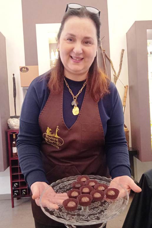 Our sweet Stefania offering a small truffle dessert
