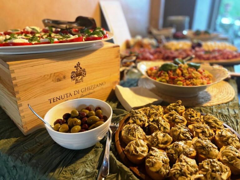 An Italian wedding party always starts with a big selection of antipasti 